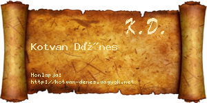 Kotvan Dénes névjegykártya